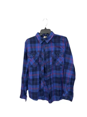 Blouse Long Sleeve By Duluth Trading In Plaid Pattern, Size: L