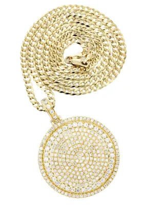 10K Yellow Gold Circle Diamond Necklace  | 6 Carats