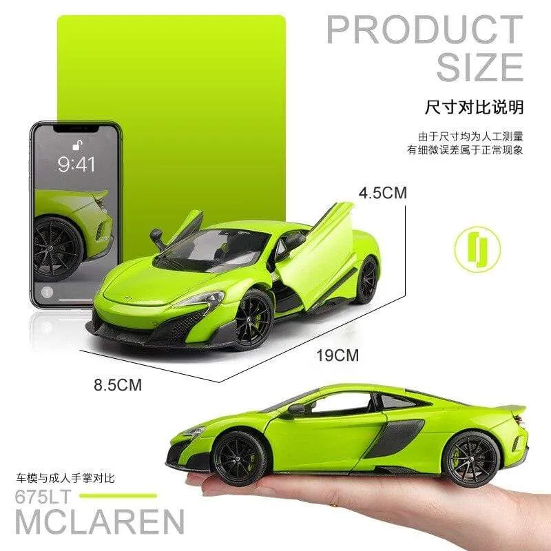 2021 Best-selling 1:24 MCLAREN 675LT Sports Car Alloy Car Model Crafts Decoration Collection Toy Tools Gift