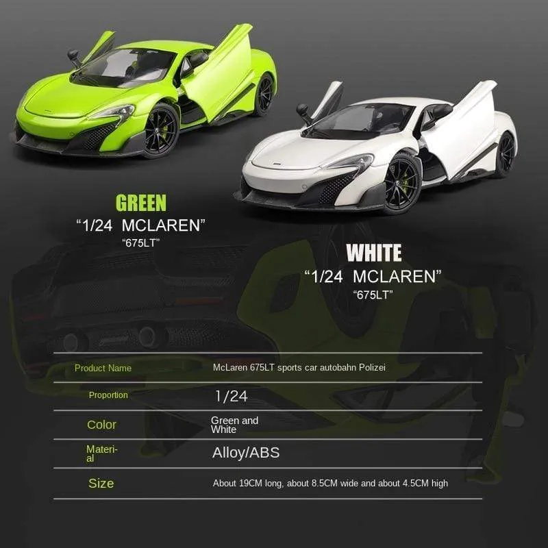 2021 Best-selling 1:24 MCLAREN 675LT Sports Car Alloy Car Model Crafts Decoration Collection Toy Tools Gift