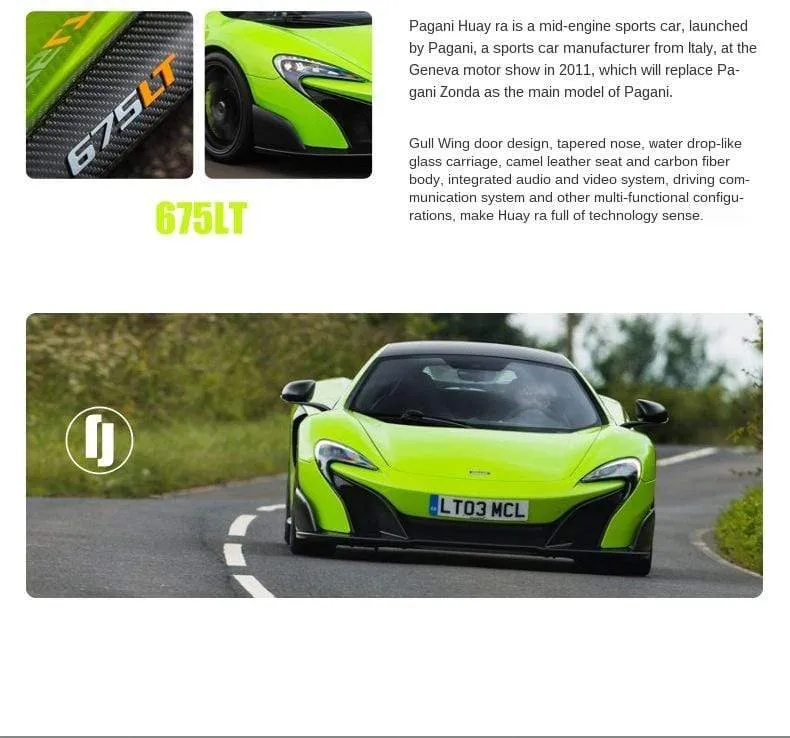 2021 Best-selling 1:24 MCLAREN 675LT Sports Car Alloy Car Model Crafts Decoration Collection Toy Tools Gift