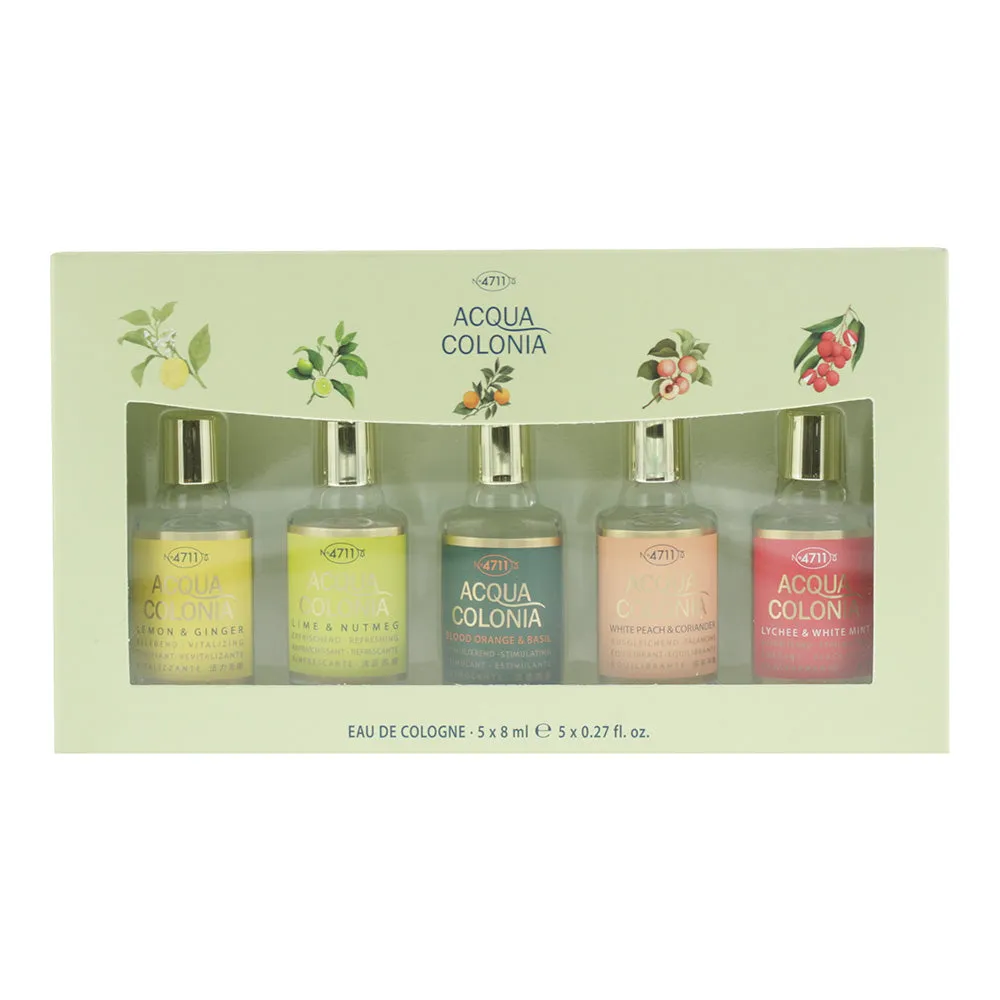 4711 Acqua Colonia 5 Piece Gift Set: Lychee & White Mint Eau de Cologne 8ml, White Peach & Coriander Eau de Cologne 8ml, Blood Orange & Basil Eau de C