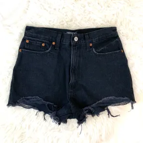 Abercrombie & Fitch Black High Waisted Denim Shorts- Size 26