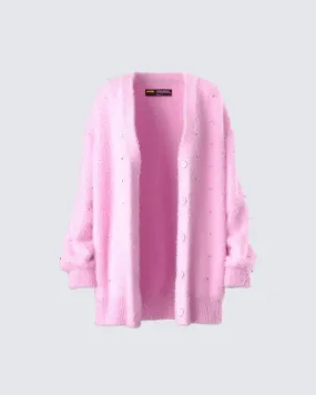 Adi Pink Fuzzy Knit Cardigan