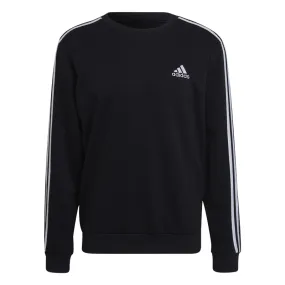 adidas Essentials French Terry 3 Stripe Sweatshirt - Mens - Black/White