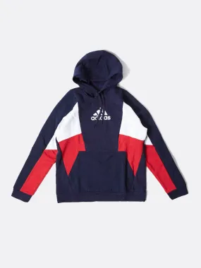 adidas - Men - Essentials Colorblock Pullover Hoodie - Legend Ink/Scarlet