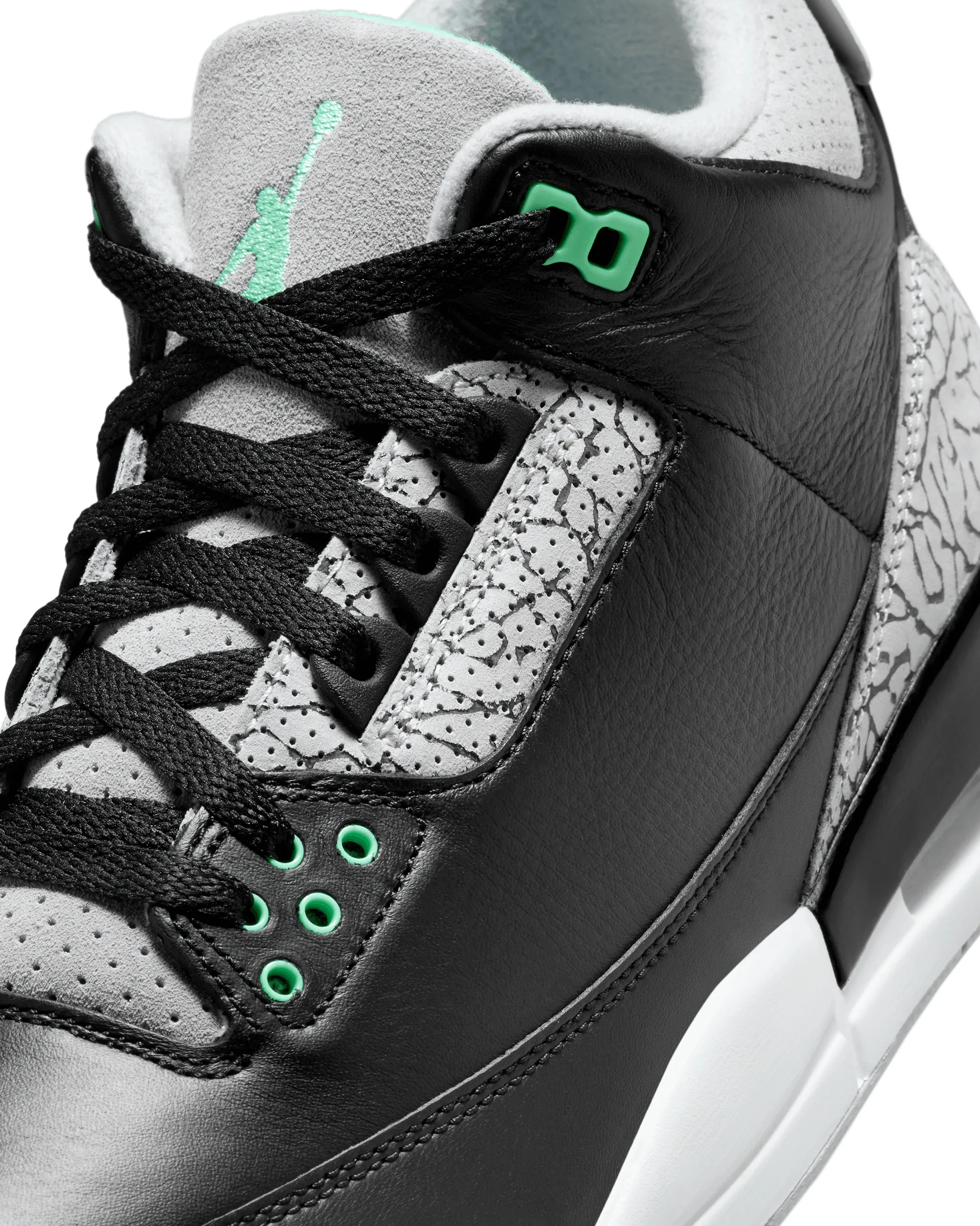 Air Jordan 3 Retro - Black / Wolf Grey / White / Green Glow