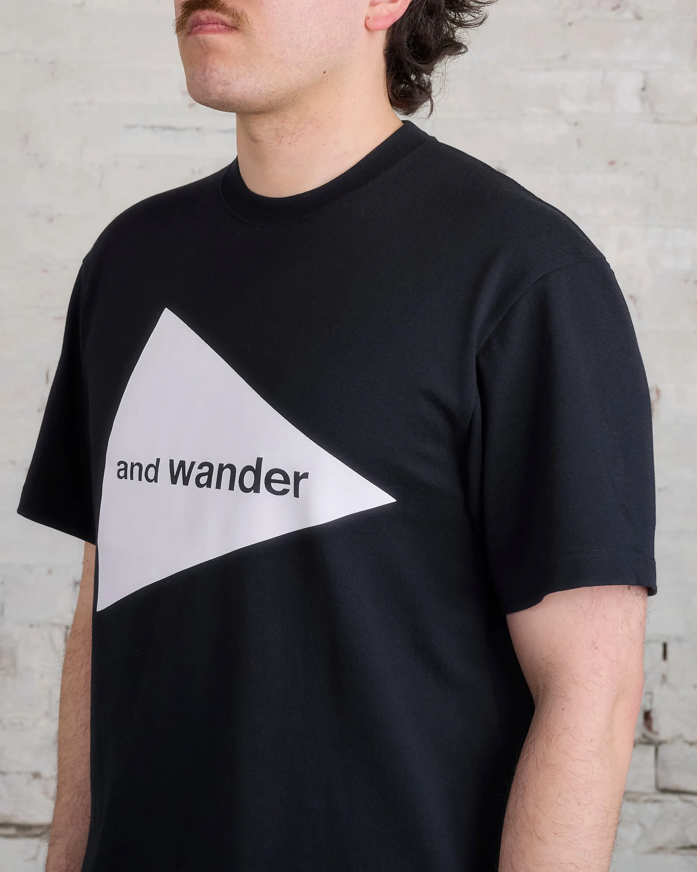 and wander Big Logo Printed T-Shirt Black