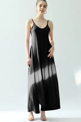 BACK CROPED STRAP DRESS AND WIDE LONG PANT SET