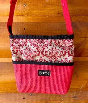 Bernie Red Crossbody Bag-Damask print Fabric