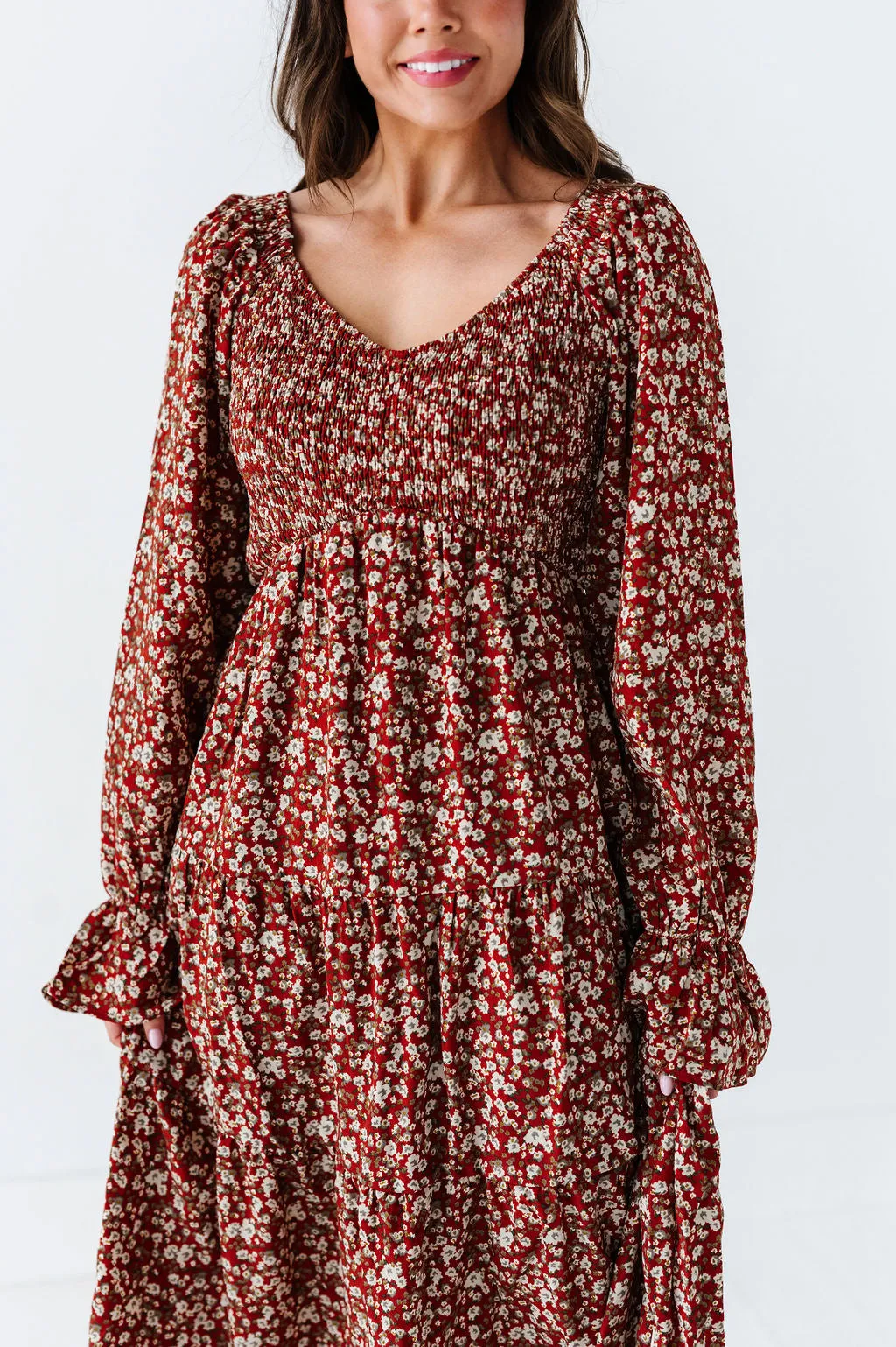 Billie Floral Dress in Rust