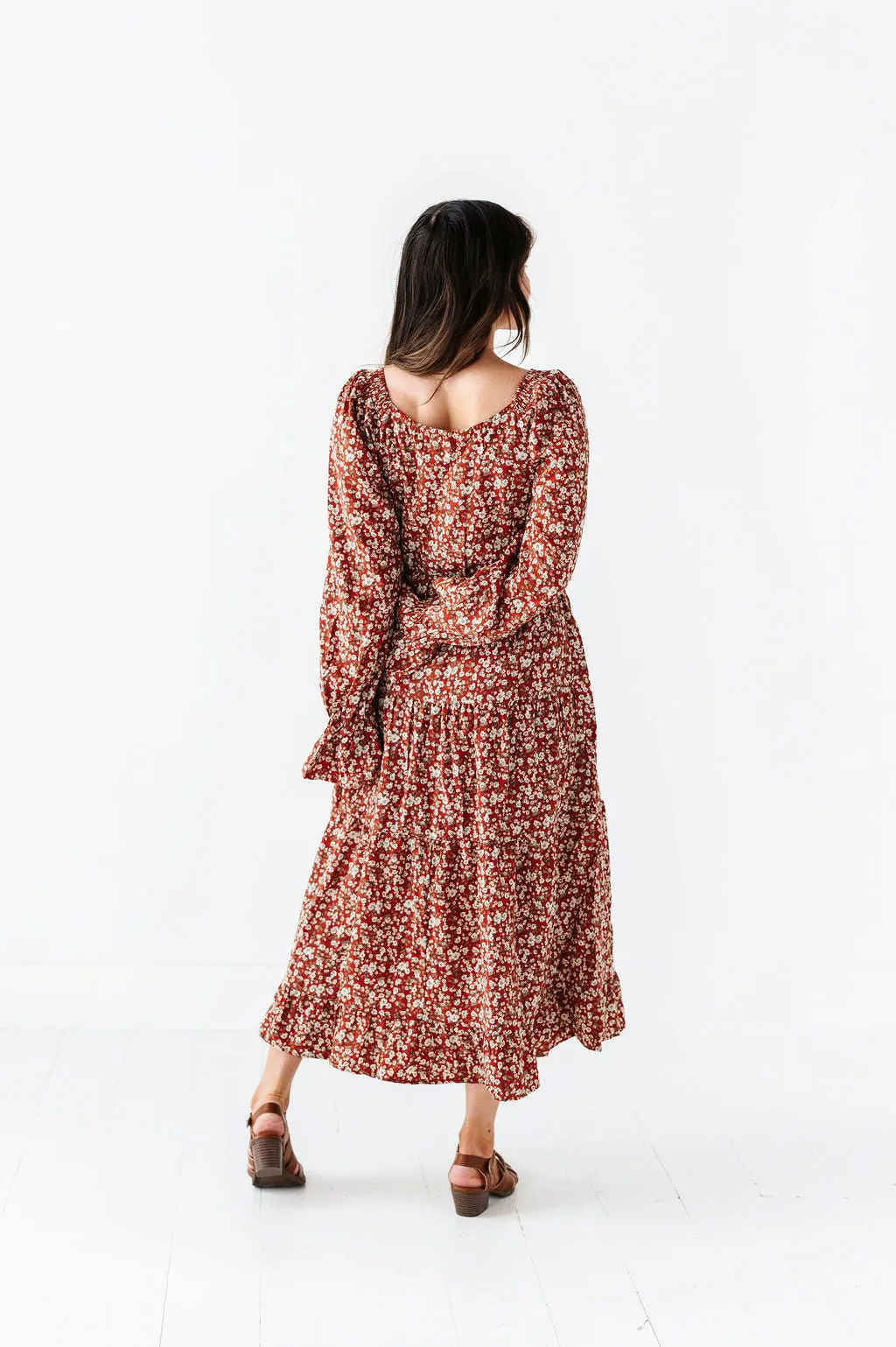 Billie Floral Dress in Rust