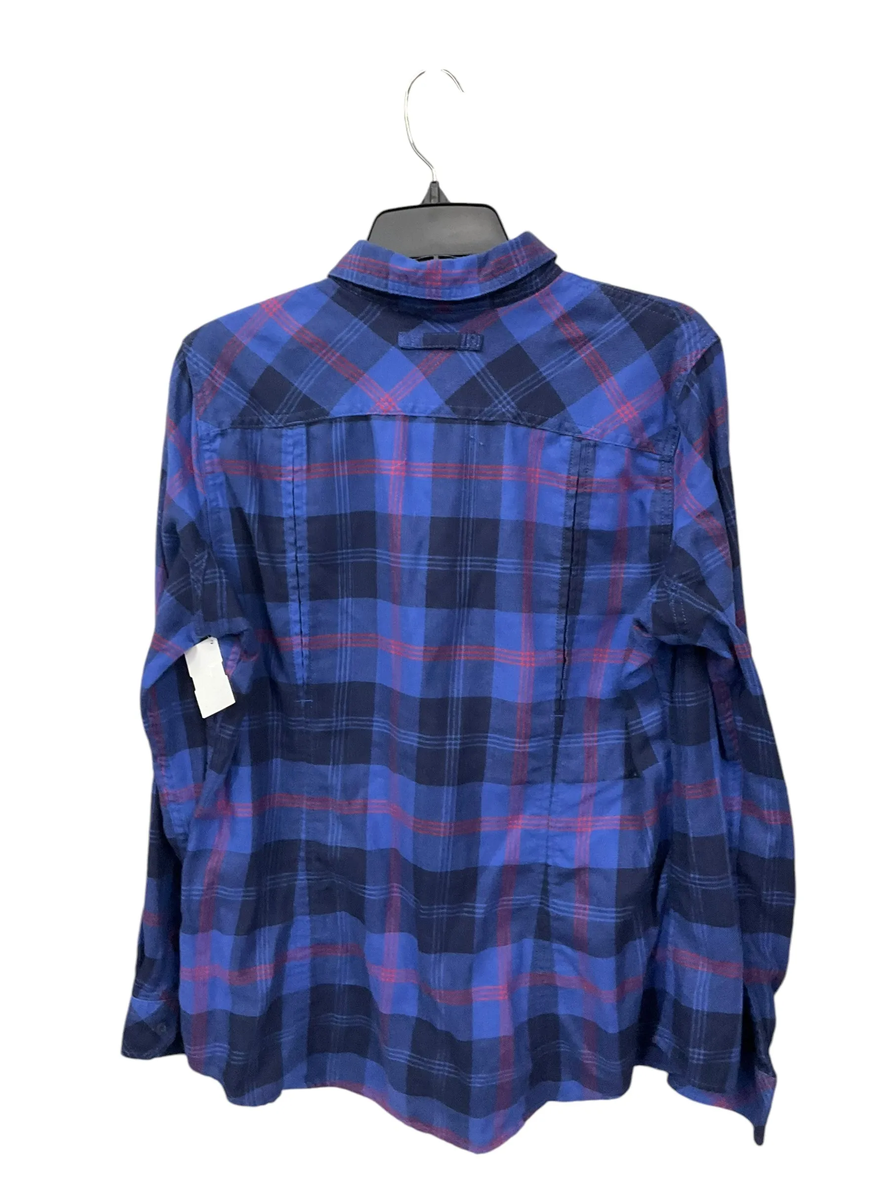 Blouse Long Sleeve By Duluth Trading In Plaid Pattern, Size: L