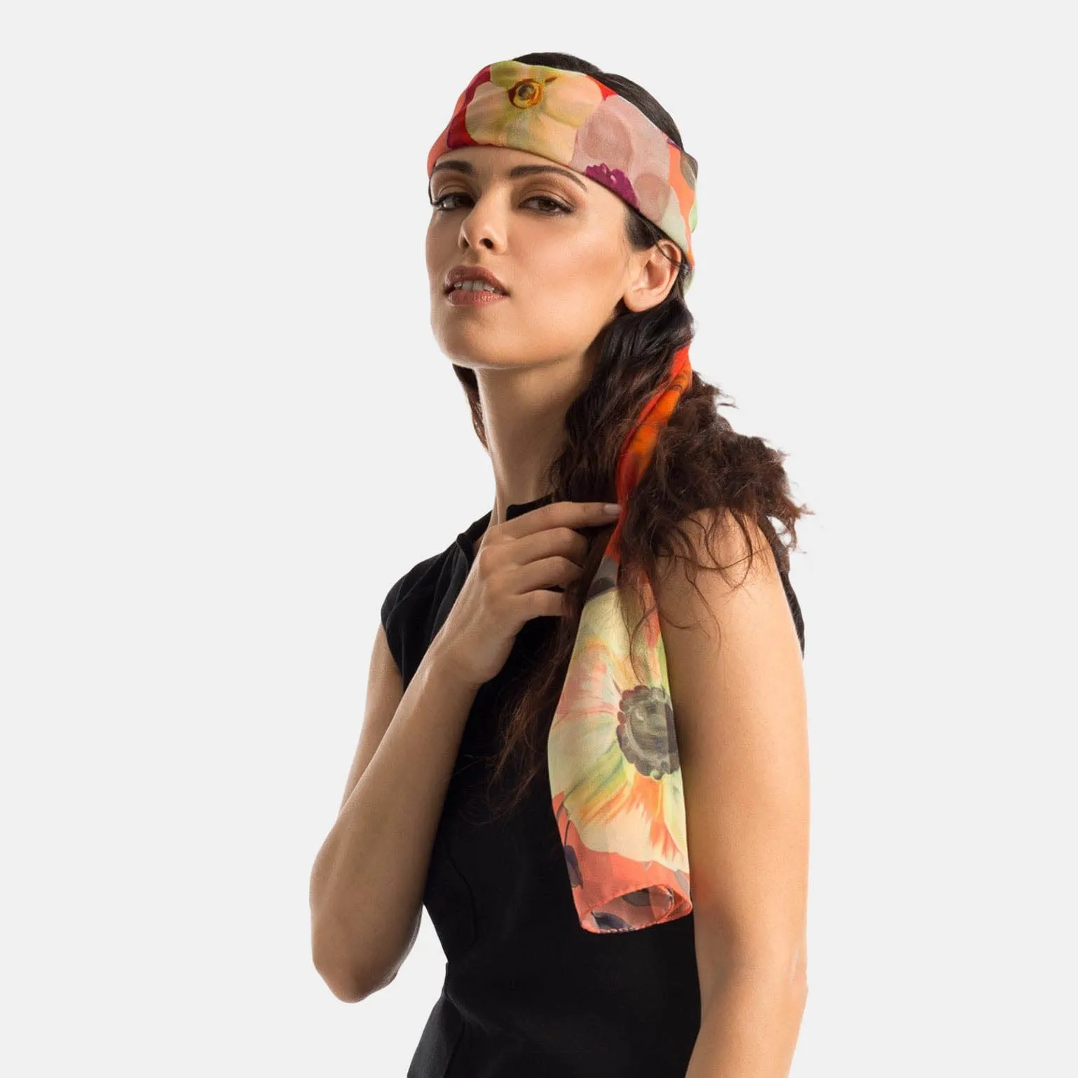 Campo de' Fiori - Long Sheer Silk Scarf - Coral