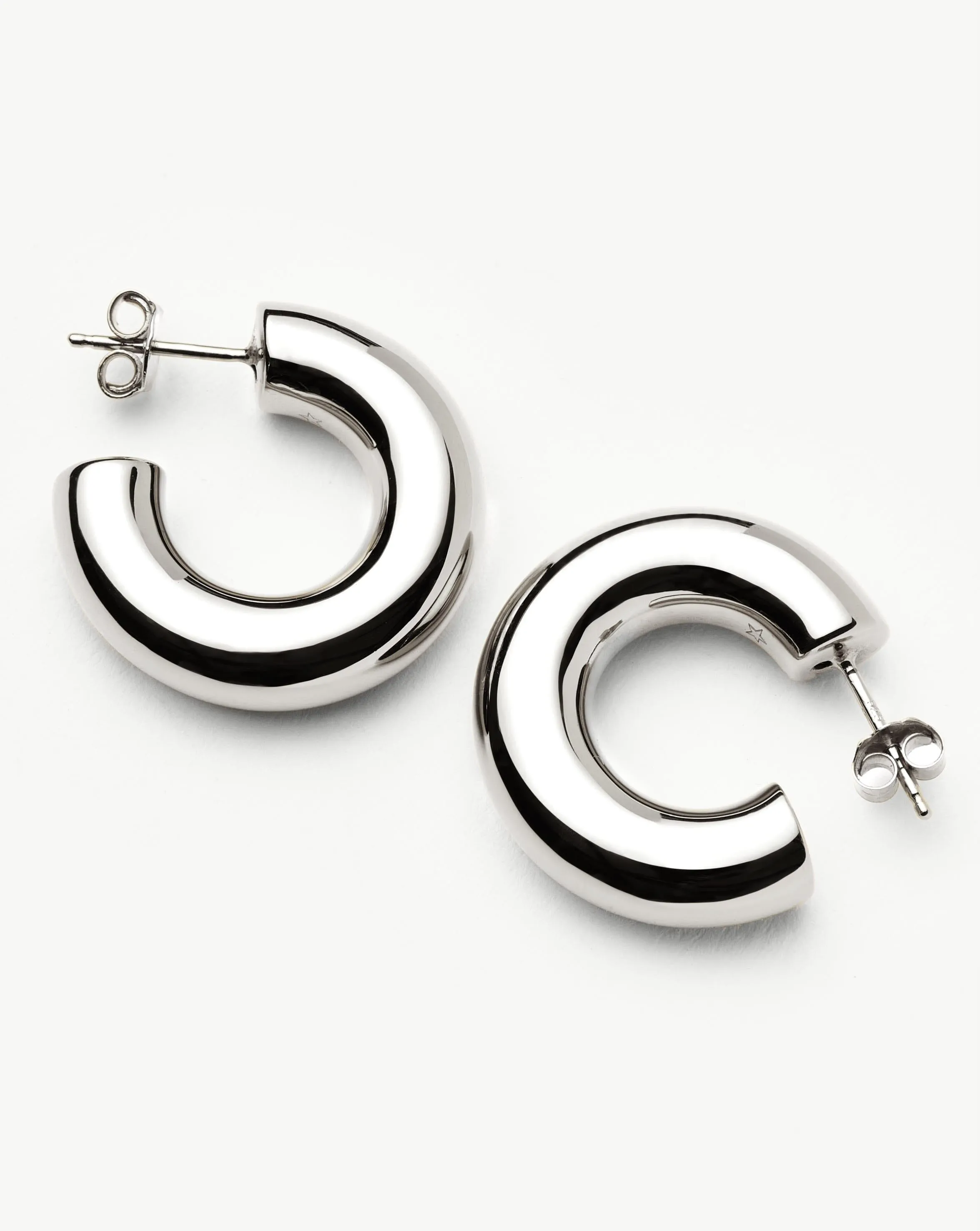 Chubby Medium Hoop Earrings | Sterling Silver