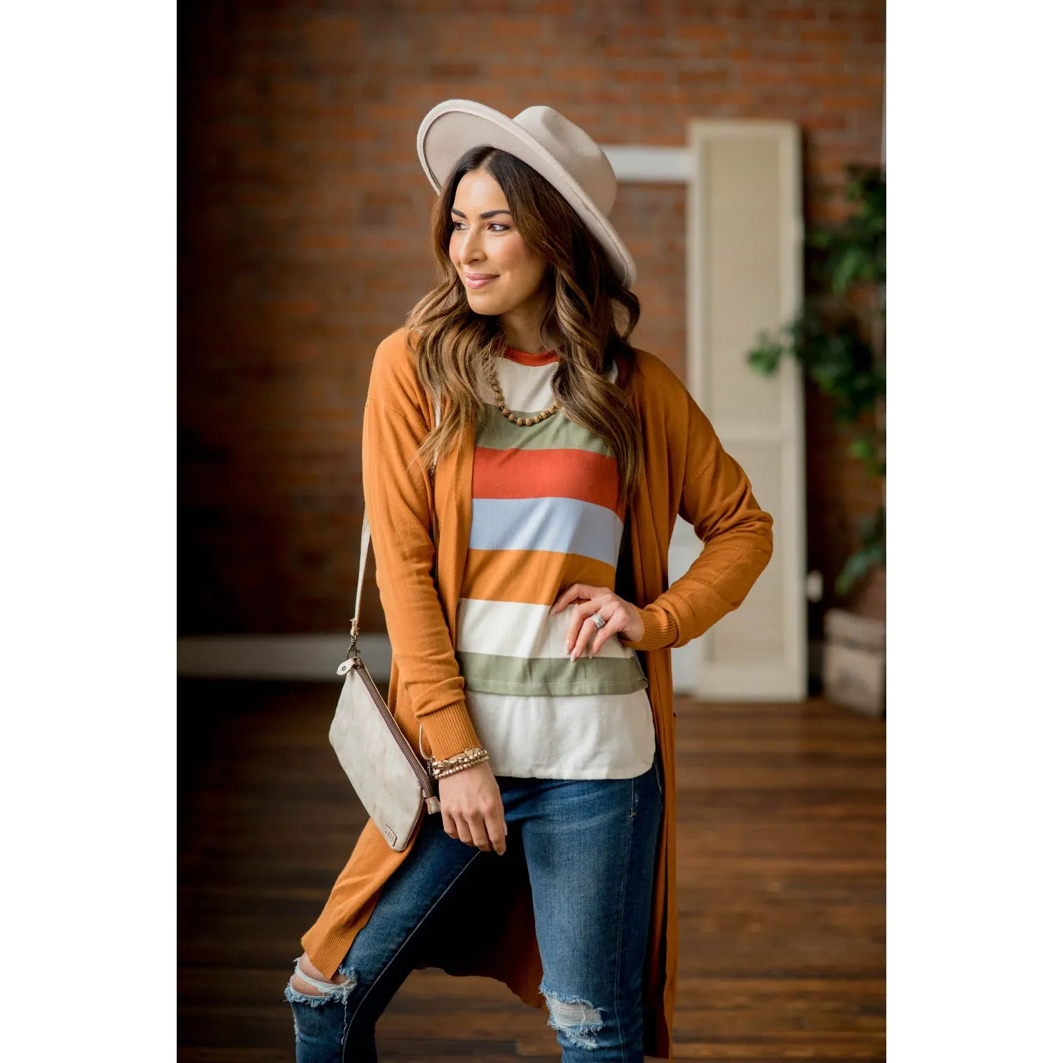 Colorful Stripe Solid Bottom Tee