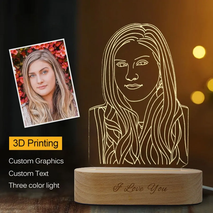 Custom 3D Photo Crystal Picture Night Lamp