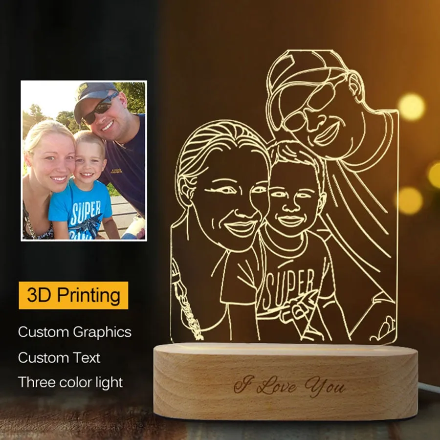 Custom 3D Photo Crystal Picture Night Lamp