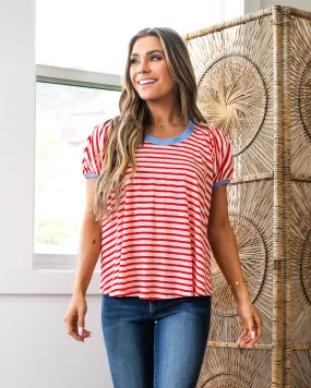 Dawn Striped Swing Top - Red FINAL SALE