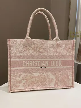 Dior Toile De Jouy Book Tote Pink Embroidery