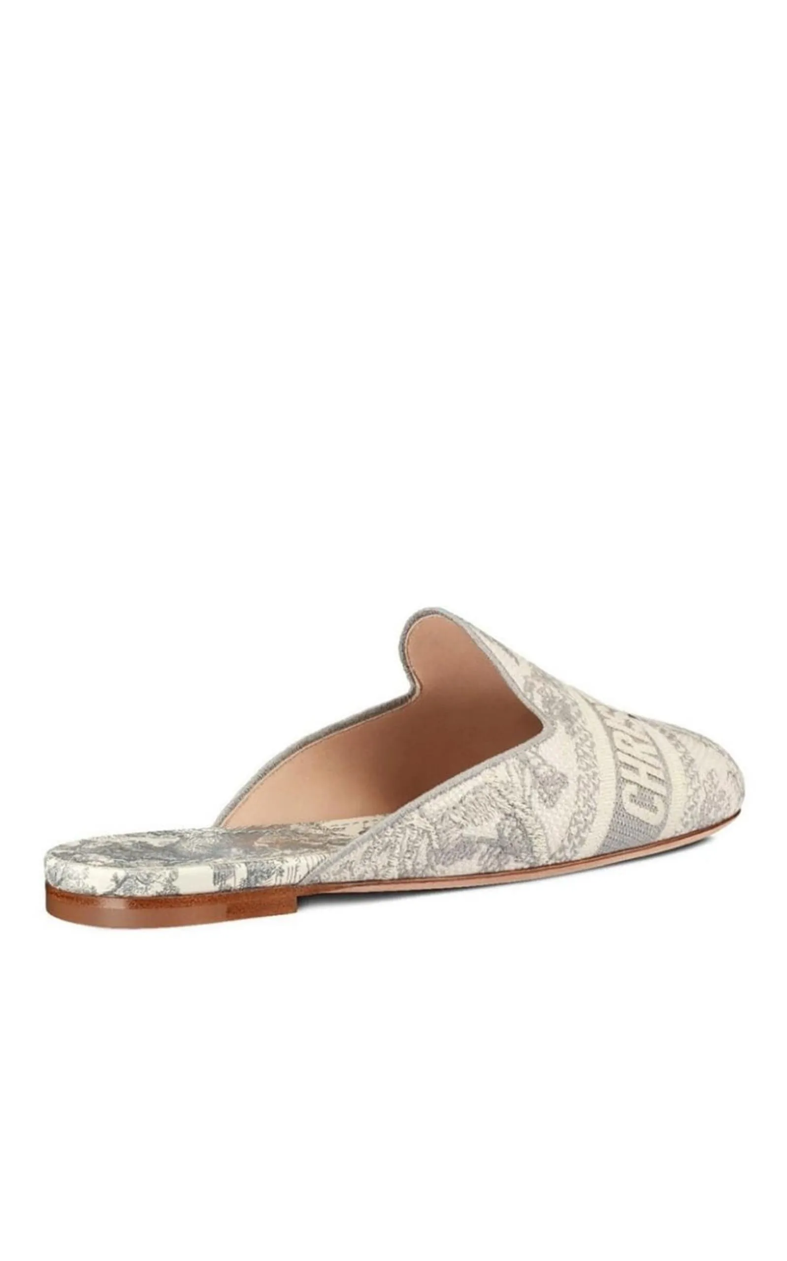 Dior Toile de Jouy Motif Flat Mules in Grey Stone