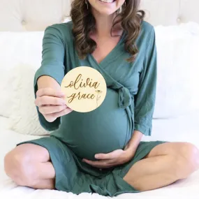 Emerald Bamboo Knit Maternity Robe