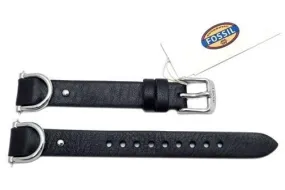 Fossil Black Womens Leather Biker Style 18mm Watch Strap