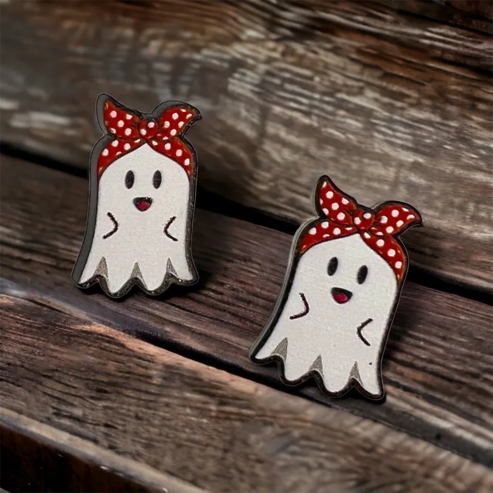 Ghost Stud Earrings - Halloween Jewelry, Halloween Studs, Halloween Accessories, Trick or Treat, Ghost Earrings, Cute Ghost