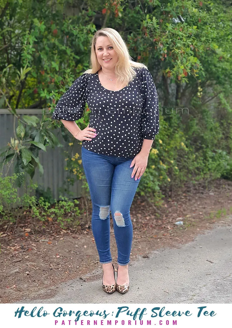 Hello Gorgeous | Puff Sleeve T-shirt Sewing Pattern