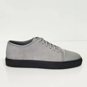 Leather and Suede Court Sneakers - Grey Black