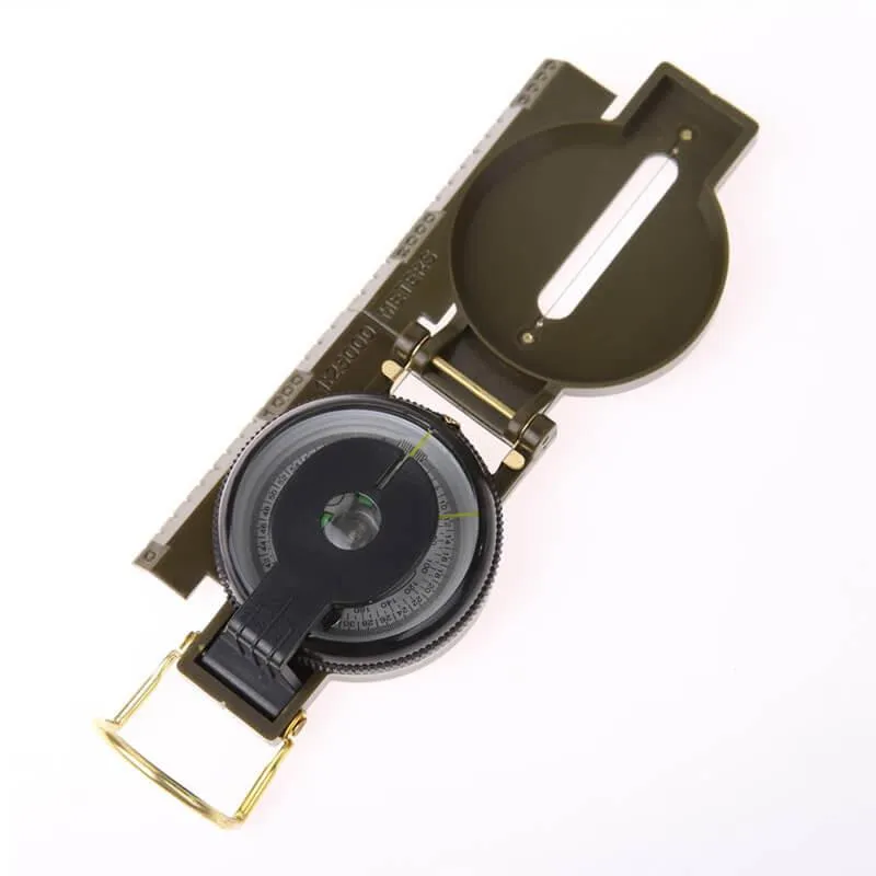 Lensatic Sighting Compass with Foldable Metal Lid