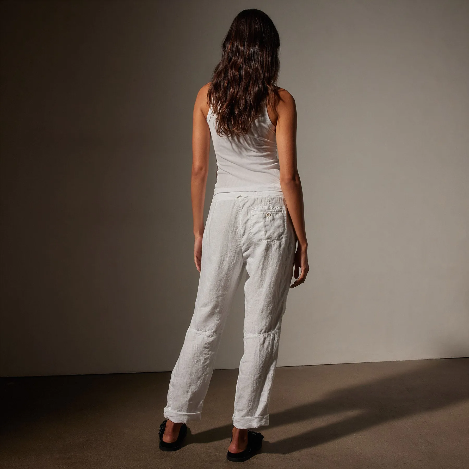 Linen Soft Drape Pant - White