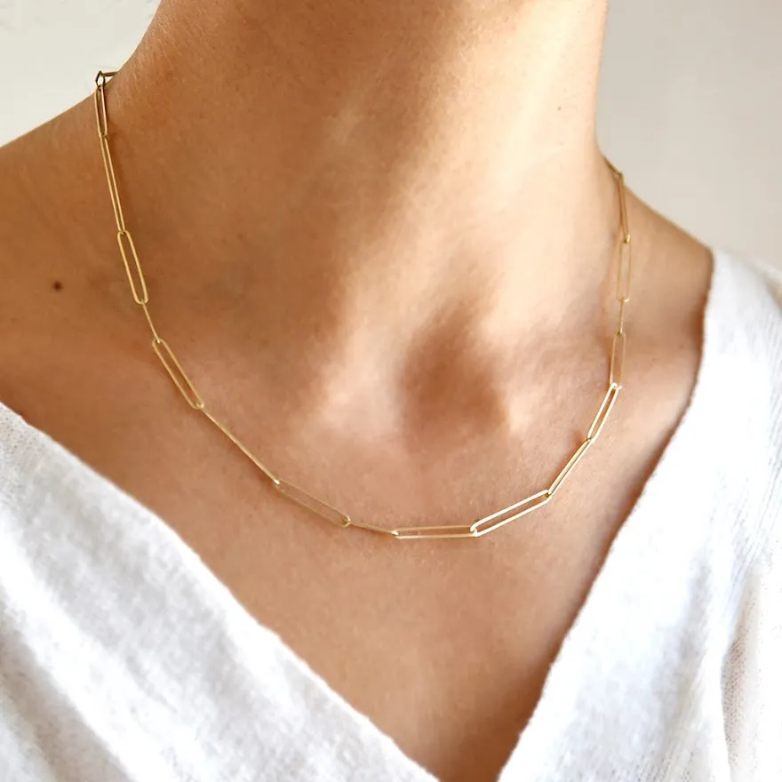 <!--NK1012-->ovalong chain necklace