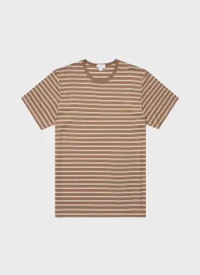 Men's Classic T-shirt in Dark Sand/Ecru Tramline Stripe