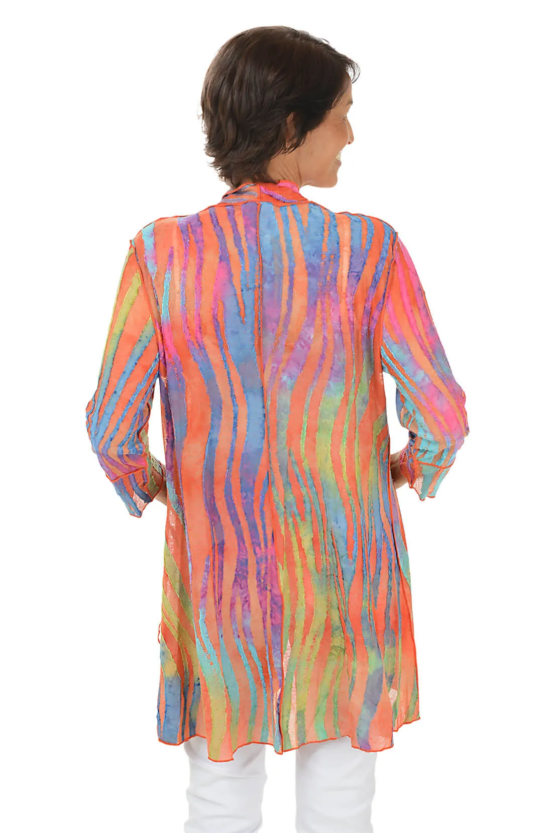 Multicolored Zebra Stripe Textured Cardigan