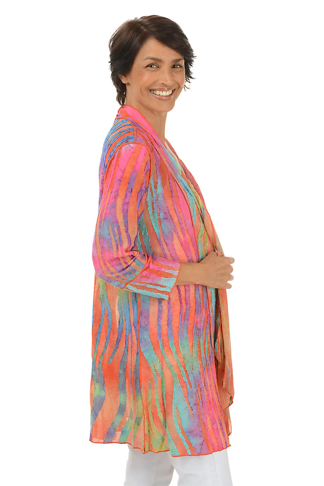 Multicolored Zebra Stripe Textured Cardigan