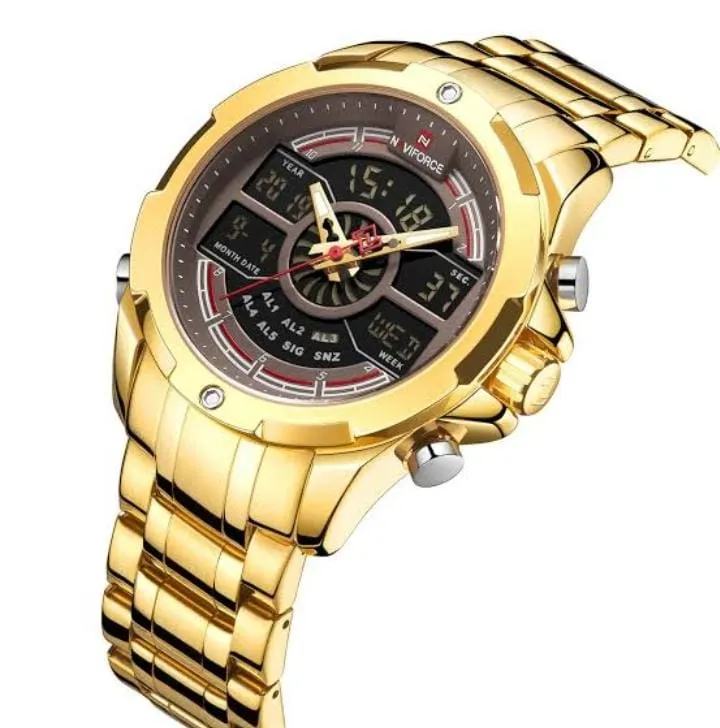 Naviforce MEN METALLIC STRAP WATCH - GOLD