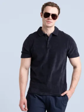 Navy Terry Polo Shirt