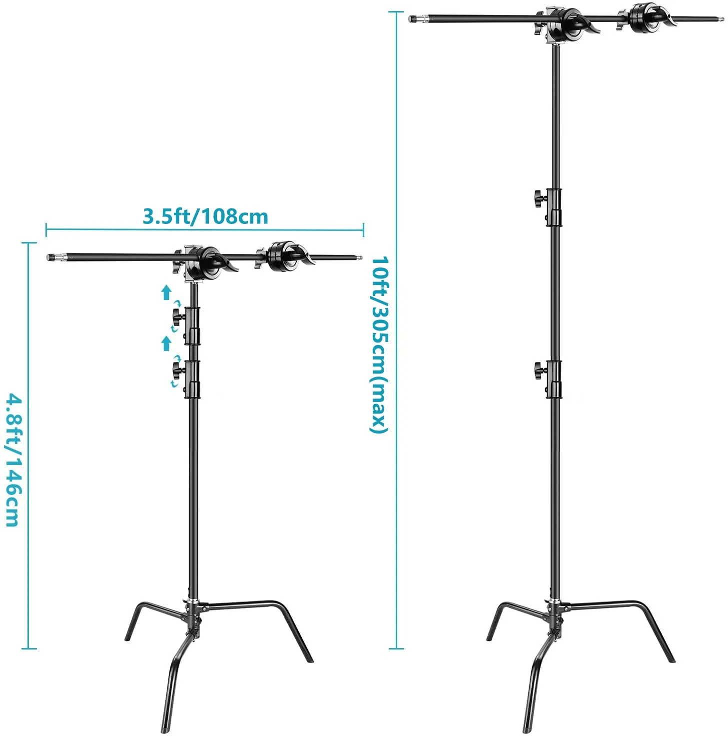 NEEWER 2 Pack 320cm Stainless steel Light Stand