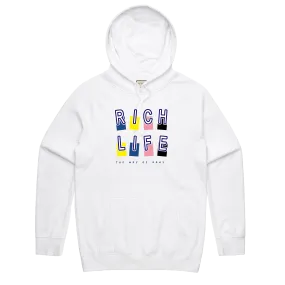 Rich Life Block Hoodie (White) /MD2