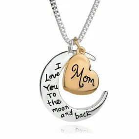 SHINELUX™ 'I Love You To The Moon & Back' Necklace Heart Pendant & Chain Gift - Mother Gift