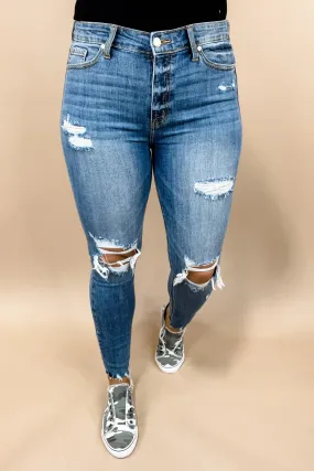 The Kendra's- Light Wash Distressed Skinny Jeans