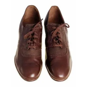 Vintage Brown Leather/Reptile Oxfords Shoes Walk Over 1920S NIB Sz EU37 6.5D