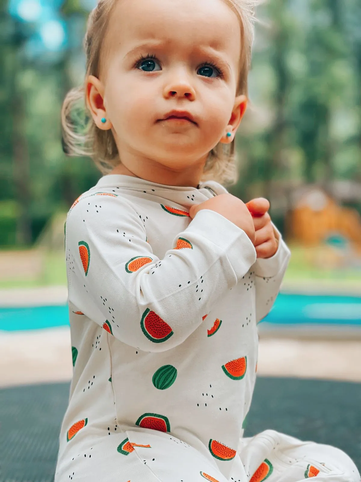 Watermelon Zipper Baby Footie