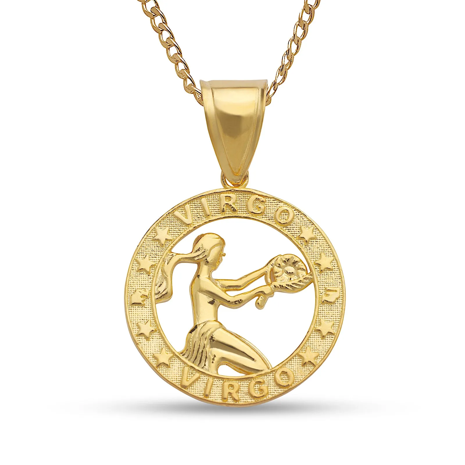 Zodiac Sign .925 Sterling Silver Necklace w. 14K Gold Plate